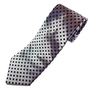 Prochownick Gray with Dark Gray Squares Silk Tie Necktie, Italy - Like New